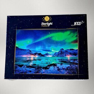 Aurora Borealis over Sea Coast, Lights at Night. Lofoten Islands 1000 PC Puzzle